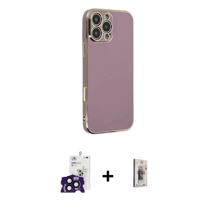 MARSİLYAN™- iPhone 16 Pro Max Kılıf Yankı Serisi - Siyah Bilvis 3D Cam Ekran Koruyucu + Bilvis Titan Kamera Lens - SH