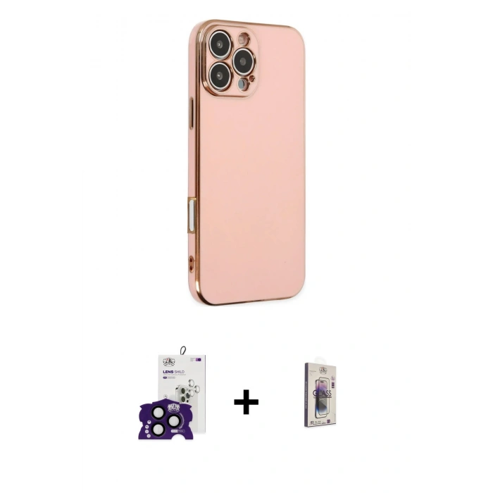 MARSİLYAN™- iPhone 16 Pro Max Kılıf Yankı Serisi - Siyah Bilvis 3D Cam Ekran Koruyucu + Bilvis Titan Kamera Lens - SH