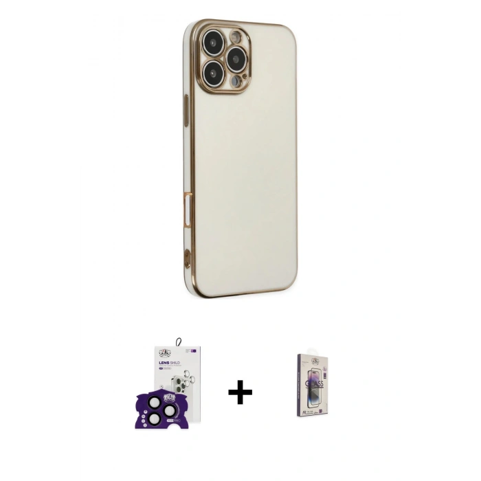 MARSİLYAN™- iPhone 16 Pro Max Kılıf Yankı Serisi - Siyah Bilvis 3D Cam Ekran Koruyucu + Bilvis Titan Kamera Lens - SH