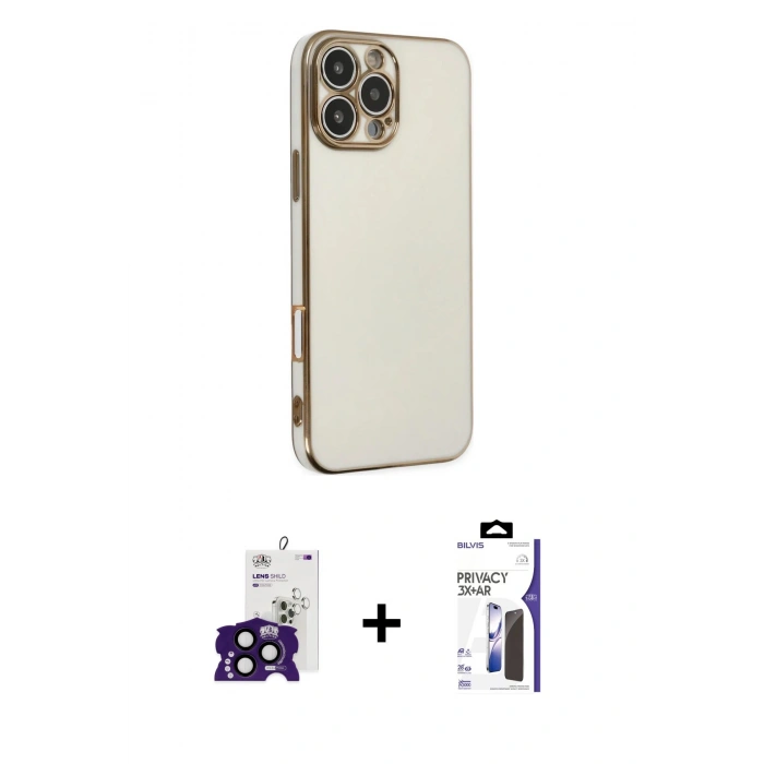 MARSİLYAN™- iPhone 16 Pro Max Kılıf Yankı Serisi - Siyah Bilvis 3X AR Hayalet Cam Ekran Koruyucu + Bilvis Titan Kamera Lens - SH