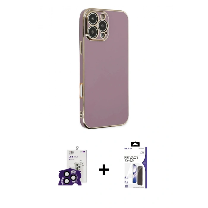 MARSİLYAN™- iPhone 16 Pro Max Kılıf Yankı Serisi - Siyah Bilvis 3X AR Hayalet Cam Ekran Koruyucu + Bilvis Titan Kamera Lens - SH
