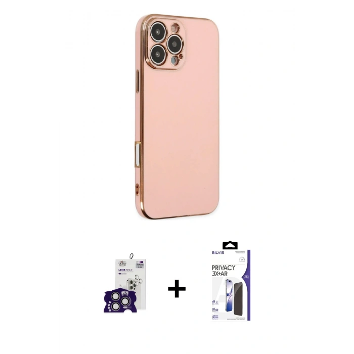 MARSİLYAN™- iPhone 16 Pro Max Kılıf Yankı Serisi - Siyah Bilvis 3X AR Hayalet Cam Ekran Koruyucu + Bilvis Titan Kamera Lens - TMGI