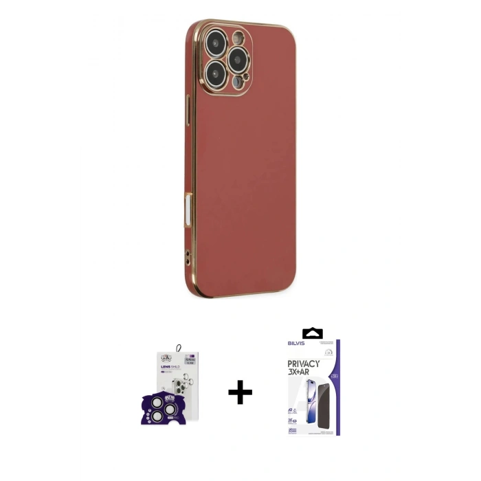 MARSİLYAN™- iPhone 16 Pro Max Kılıf Yankı Serisi - Siyah Bilvis 3X AR Hayalet Cam Ekran Koruyucu + Bilvis Titan Kamera Lens - TMGI