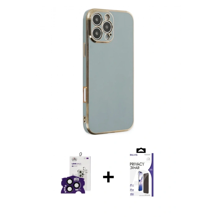 MARSİLYAN™- iPhone 16 Pro Max Kılıf Yankı Serisi - Siyah Bilvis 3X AR Hayalet Cam Ekran Koruyucu + Bilvis Titan Kamera Lens - SH