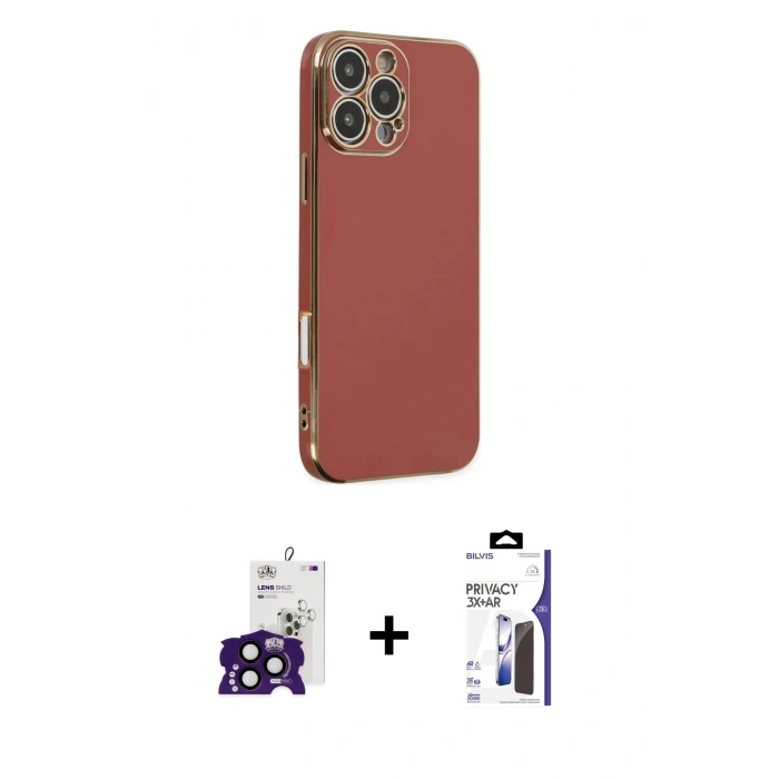 MARSİLYAN™- iPhone 16 Pro Max Kılıf Yankı Serisi - Siyah Bilvis 3X AR Hayalet Cam Ekran Koruyucu + Bilvis Titan Kamera Lens - SH
