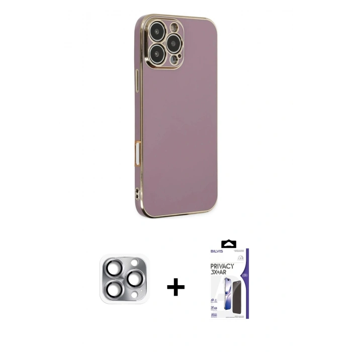MARSİLYAN™- iPhone 16 Pro Max Kılıf Yankı Serisi - Siyah Bilvis 3X AR Hayalet Cam Ekran Koruyucu + Pers Alüminyum Kamera Lens - GI