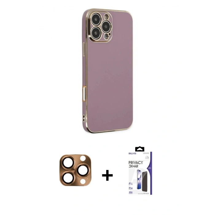 MARSİLYAN™- iPhone 16 Pro Max Kılıf Yankı Serisi - Siyah Bilvis 3X AR Hayalet Cam Ekran Koruyucu + Pers Alüminyum Kamera Lens - CLTM