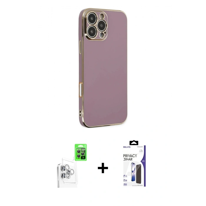 MARSİLYAN™- iPhone 16 Pro Max Kılıf Yankı Serisi - Siyah Bilvis 3X AR Hayalet Cam Ekran Koruyucu + Raze Metal Kamera Lens - BZ