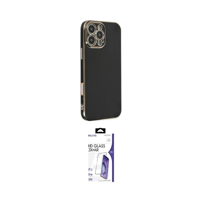 MARSİLYAN™- iPhone 16 Pro Max Kılıf Yankı Serisi - Siyah Bilvis 3X AR HD Cam Ekran Koruyucu