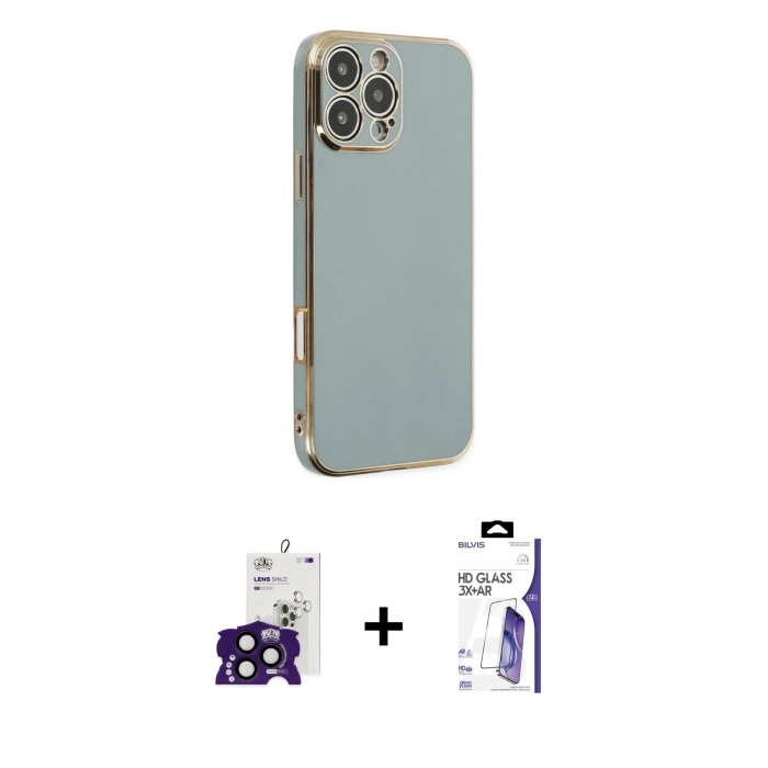 MARSİLYAN™- iPhone 16 Pro Max Kılıf Yankı Serisi - Siyah Bilvis 3X AR HD Cam Ekran Koruyucu + Bilvis Titan Kamera Lens - SH