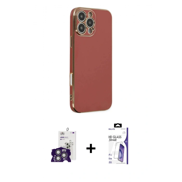 MARSİLYAN™- iPhone 16 Pro Max Kılıf Yankı Serisi - Siyah Bilvis 3X AR HD Cam Ekran Koruyucu + Bilvis Titan Kamera Lens - GS