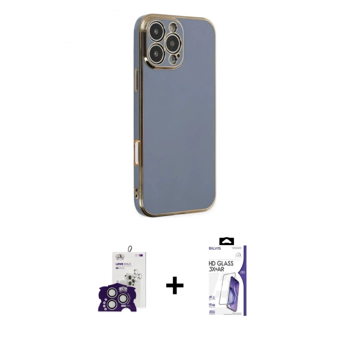 MARSİLYAN™- iPhone 16 Pro Max Kılıf Yankı Serisi - Siyah Bilvis 3X AR HD Cam Ekran Koruyucu + Bilvis Titan Kamera Lens - GS
