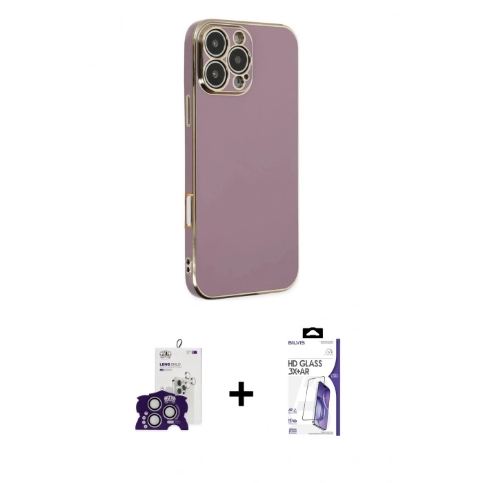 MARSİLYAN™- iPhone 16 Pro Max Kılıf Yankı Serisi - Siyah Bilvis 3X AR HD Cam Ekran Koruyucu + Bilvis Titan Kamera Lens - GS