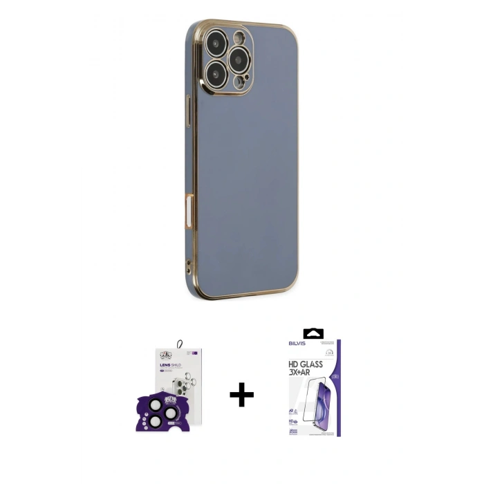 MARSİLYAN™- iPhone 16 Pro Max Kılıf Yankı Serisi - Siyah Bilvis 3X AR HD Cam Ekran Koruyucu + Bilvis Titan Kamera Lens - SH