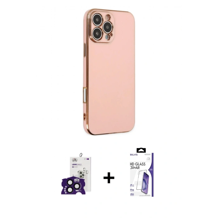 MARSİLYAN™- iPhone 16 Pro Max Kılıf Yankı Serisi - Siyah Bilvis 3X AR HD Cam Ekran Koruyucu + Bilvis Titan Kamera Lens - SH