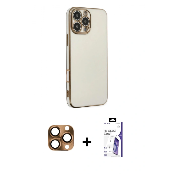 MARSİLYAN™- iPhone 16 Pro Max Kılıf Yankı Serisi - Siyah Bilvis 3X AR HD Cam Ekran Koruyucu + Pers Alüminyum Kamera Lens - CLTM