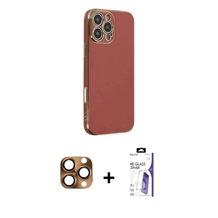 MARSİLYAN™- iPhone 16 Pro Max Kılıf Yankı Serisi - Siyah Bilvis 3X AR HD Cam Ekran Koruyucu + Pers Alüminyum Kamera Lens - CLTM