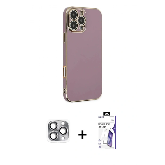 MARSİLYAN™- iPhone 16 Pro Max Kılıf Yankı Serisi - Siyah Bilvis 3X AR HD Cam Ekran Koruyucu + Pers Alüminyum Kamera Lens - GI
