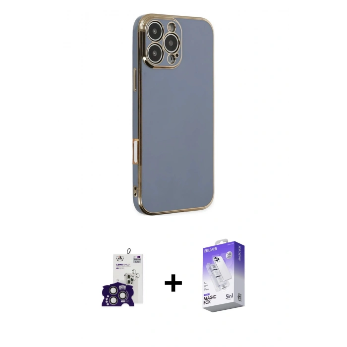 MARSİLYAN™- iPhone 16 Pro Max Kılıf Yankı Serisi - Siyah Bilvis 5in1 3D Magic Cam Ekran Koruyucu + Bilvis Titan Kamera Lens - TMGI