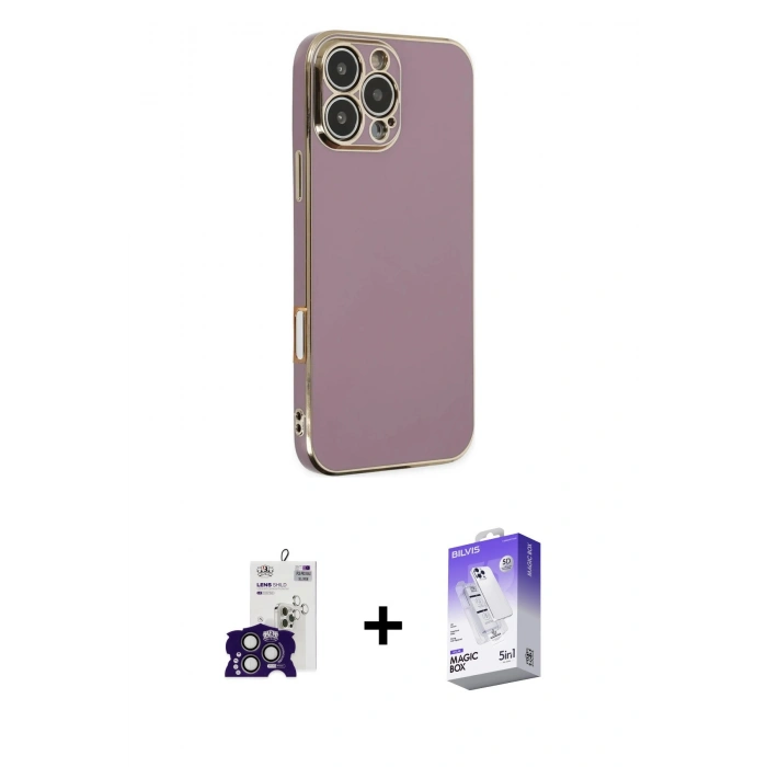 MARSİLYAN™- iPhone 16 Pro Max Kılıf Yankı Serisi - Siyah Bilvis 5in1 3D Magic Cam Ekran Koruyucu + Bilvis Titan Kamera Lens - TMGI