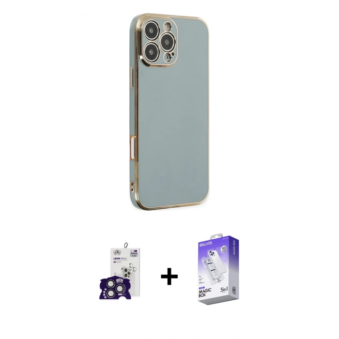 MARSİLYAN™- iPhone 16 Pro Max Kılıf Yankı Serisi - Siyah Bilvis 5in1 3D Magic Cam Ekran Koruyucu + Bilvis Titan Kamera Lens - TMGI