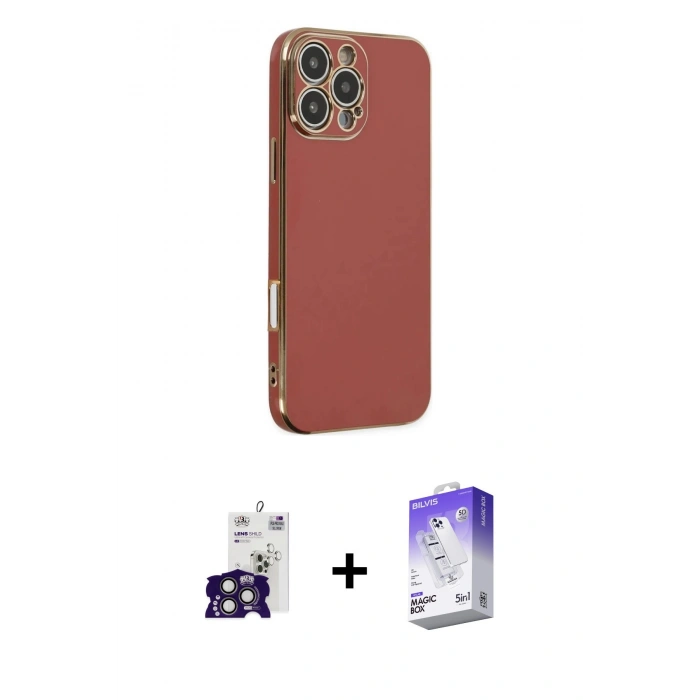 MARSİLYAN™- iPhone 16 Pro Max Kılıf Yankı Serisi - Siyah Bilvis 5in1 3D Magic Cam Ekran Koruyucu + Bilvis Titan Kamera Lens - TMGI