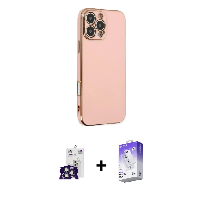 MARSİLYAN™- iPhone 16 Pro Max Kılıf Yankı Serisi - Siyah Bilvis 5in1 3D Magic Cam Ekran Koruyucu + Bilvis Titan Kamera Lens - TMGI