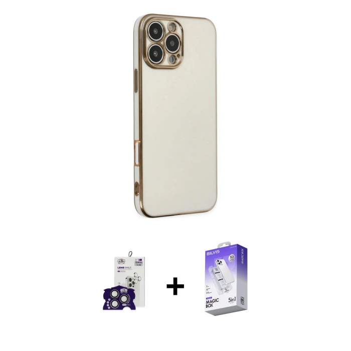 MARSİLYAN™- iPhone 16 Pro Max Kılıf Yankı Serisi - Siyah Bilvis 5in1 3D Magic Cam Ekran Koruyucu + Bilvis Titan Kamera Lens - TMGI