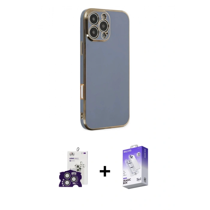 MARSİLYAN™- iPhone 16 Pro Max Kılıf Yankı Serisi - Siyah Bilvis 5in1 3D Magic Cam Ekran Koruyucu + Gümüş Bilvis Titan Kamera Lens