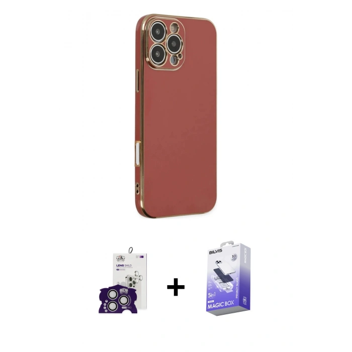 MARSİLYAN™- iPhone 16 Pro Max Kılıf Yankı Serisi - Siyah Bilvis 5in1 5D Magic Hayalet Cam Ekran Koruyucu + Bilvis Titan Kamera Lens - GS