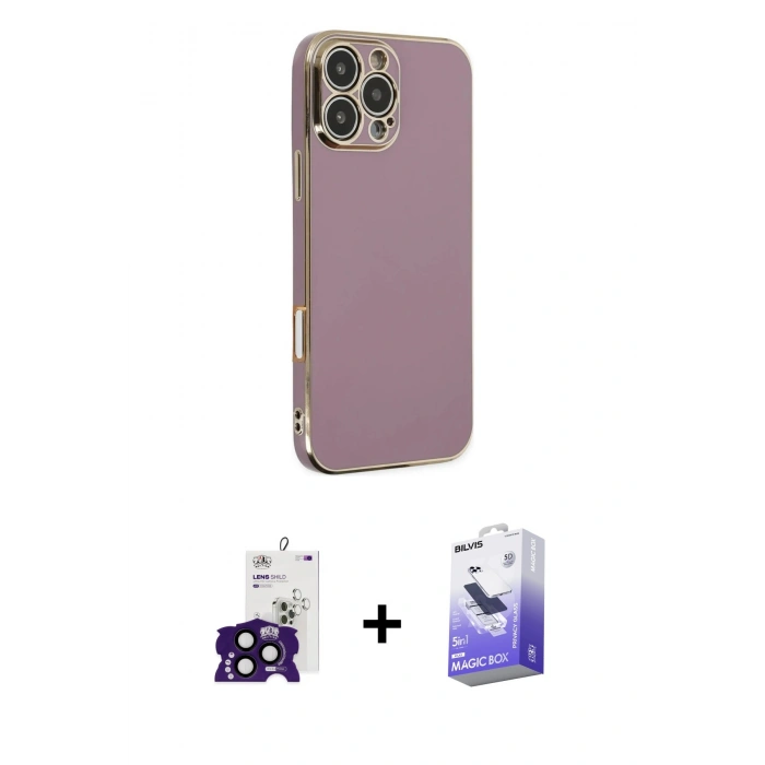 MARSİLYAN™- iPhone 16 Pro Max Kılıf Yankı Serisi - Siyah Bilvis 5in1 5D Magic Hayalet Cam Ekran Koruyucu + Siyah Bilvis Titan Kamera Lens
