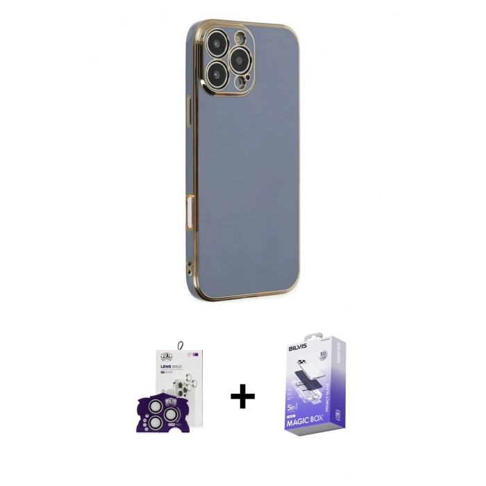 MARSİLYAN™- iPhone 16 Pro Max Kılıf Yankı Serisi - Siyah Bilvis 5in1 5D Magic Hayalet Cam Ekran Koruyucu + Bilvis Titan Kamera Lens - GS