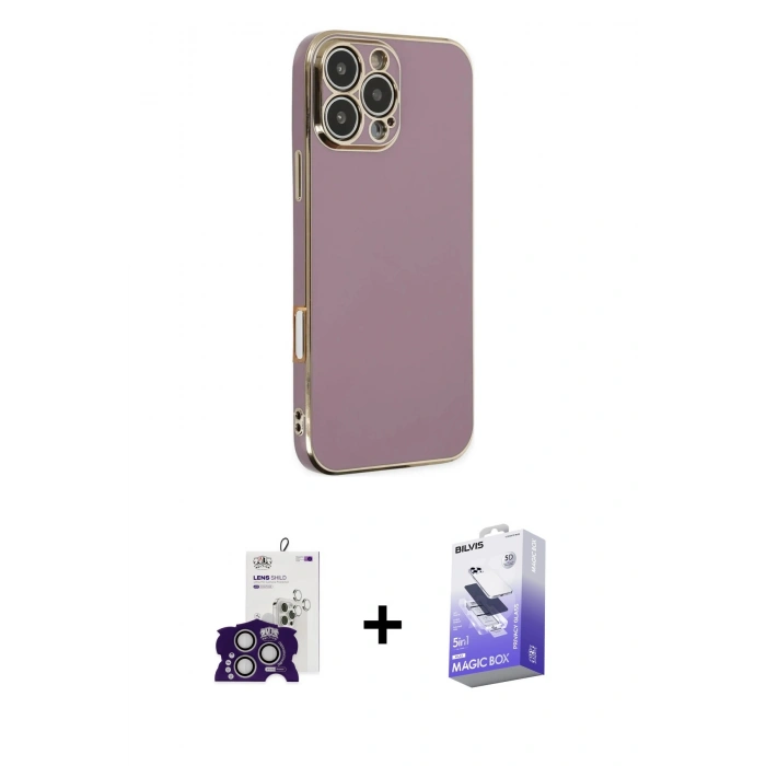 MARSİLYAN™- iPhone 16 Pro Max Kılıf Yankı Serisi - Siyah Bilvis 5in1 5D Magic Hayalet Cam Ekran Koruyucu + Bilvis Titan Kamera Lens - GS