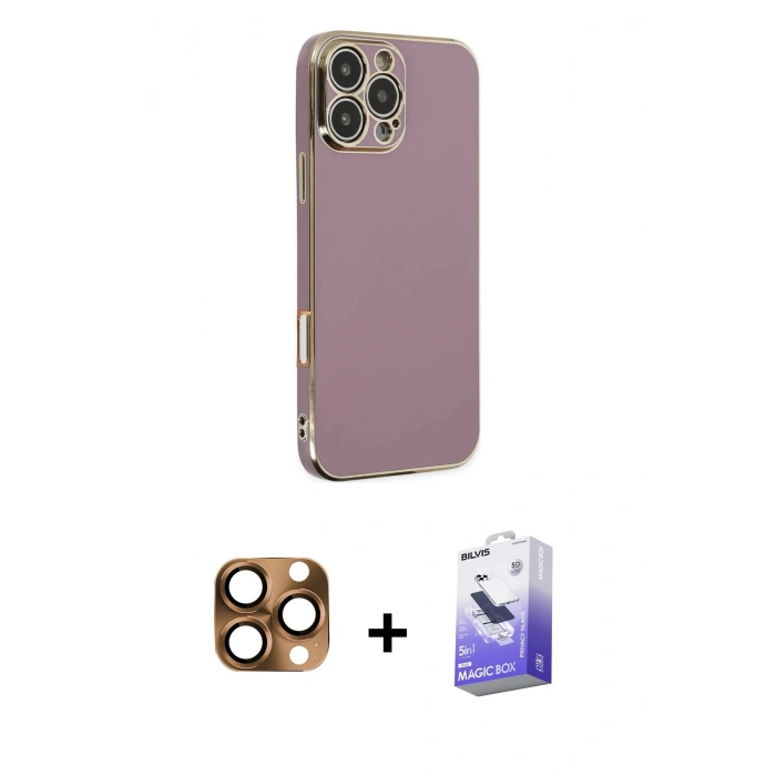 MARSİLYAN™- iPhone 16 Pro Max Kılıf Yankı Serisi - Siyah Bilvis 5in1 5D Magic Hayalet Cam Ekran Koruyucu + Pers Alüminyum Kamera Lens - CLTM