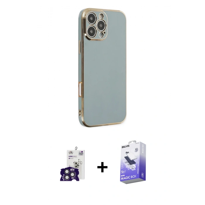 MARSİLYAN™- iPhone 16 Pro Max Kılıf Yankı Serisi - Siyah Bilvis 5in1 5D Magic Hayalet Cam Ekran Koruyucu + Bilvis Titan Kamera Lens - TMGI