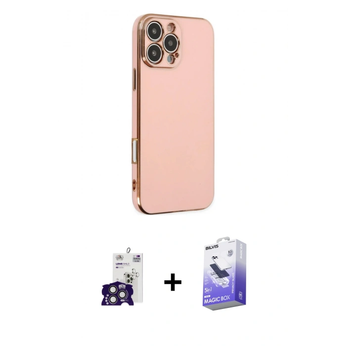 MARSİLYAN™- iPhone 16 Pro Max Kılıf Yankı Serisi - Siyah Bilvis 5in1 5D Magic Hayalet Cam Ekran Koruyucu + Bilvis Titan Kamera Lens - TMGI