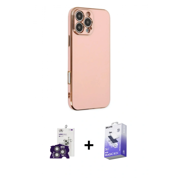 MARSİLYAN™- iPhone 16 Pro Max Kılıf Yankı Serisi - Siyah Bilvis 5in1 5D Magic Hayalet Cam Ekran Koruyucu + Bilvis Titan Kamera Lens - GS