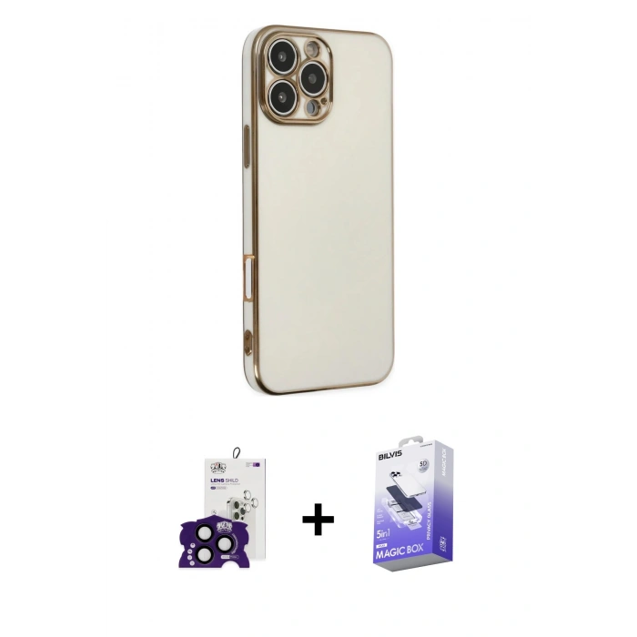MARSİLYAN™- iPhone 16 Pro Max Kılıf Yankı Serisi - Siyah Bilvis 5in1 5D Magic Hayalet Cam Ekran Koruyucu + Siyah Bilvis Titan Kamera Lens