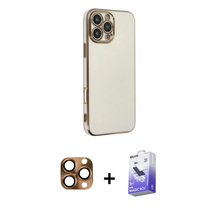 MARSİLYAN™- iPhone 16 Pro Max Kılıf Yankı Serisi - Siyah Bilvis 5in1 5D Magic Hayalet Cam Ekran Koruyucu + Pers Alüminyum Kamera Lens - CLTM