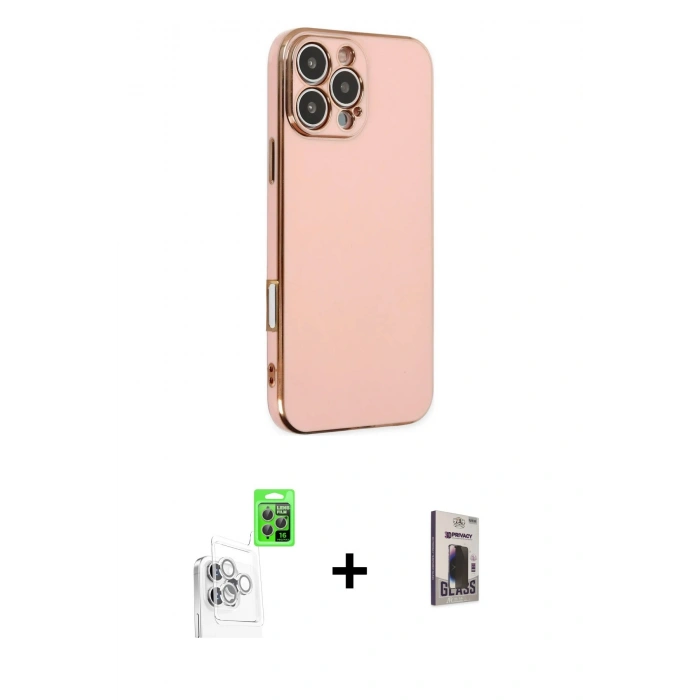 MARSİLYAN™- iPhone 16 Pro Max Kılıf Yankı Serisi - Siyah Bilvis Hayalet Cam Ekran Koruyucu + Raze Metal Kamera Lens - BZ