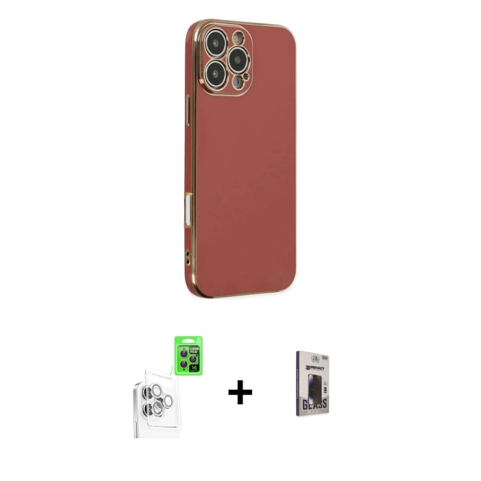 MARSİLYAN™- iPhone 16 Pro Max Kılıf Yankı Serisi - Siyah Bilvis Hayalet Cam Ekran Koruyucu + Raze Metal Kamera Lens - BZ