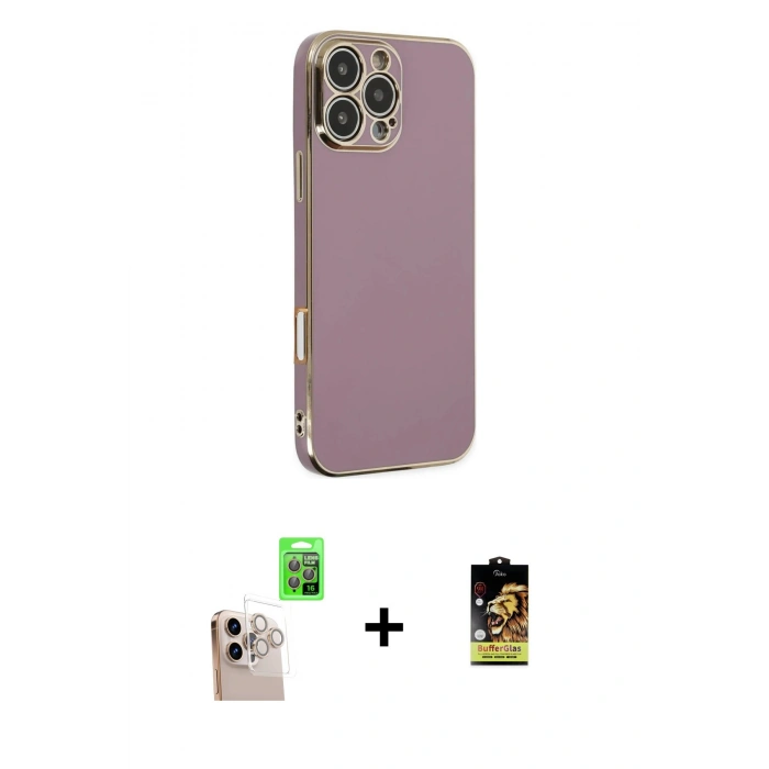 MARSİLYAN™- iPhone 16 Pro Max Kılıf Yankı Serisi - Siyah Buffer Cam Ekran Koruyucu + Raze Metal Kamera Lens - NLGY