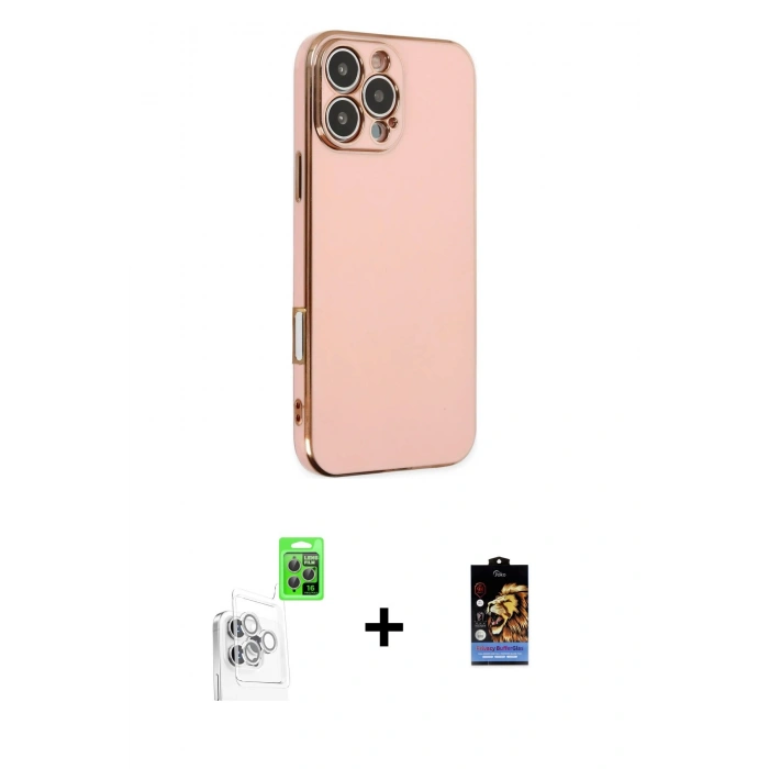 MARSİLYAN™- iPhone 16 Pro Max Kılıf Yankı Serisi - Siyah Buffer Hayalet Cam Ekran Koruyucu + Raze Metal Kamera Lens - BZ