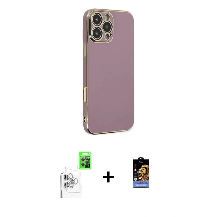 MARSİLYAN™- iPhone 16 Pro Max Kılıf Yankı Serisi - Siyah Buffer Hayalet Cam Ekran Koruyucu + Raze Metal Kamera Lens - BZ