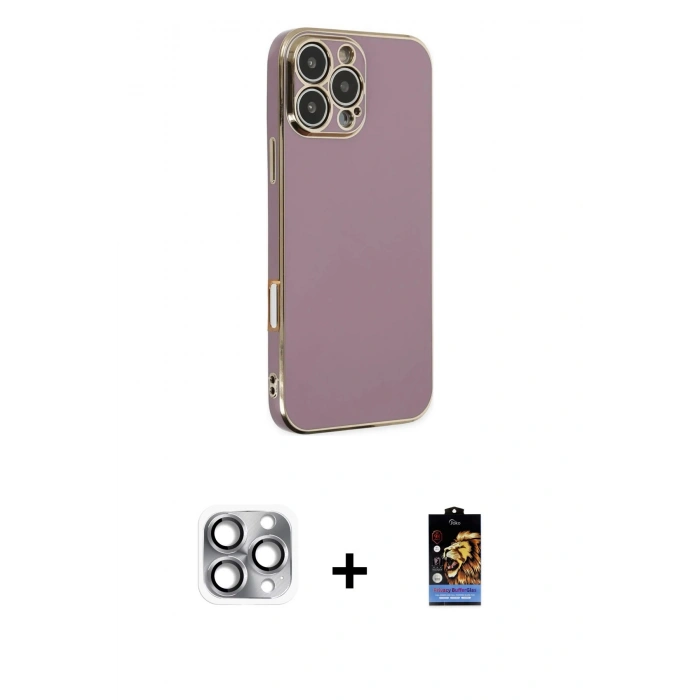 MARSİLYAN™- iPhone 16 Pro Max Kılıf Yankı Serisi - Siyah Buffer Hayalet Cam Ekran Koruyucu + Pers Alüminyum Kamera Lens - GI