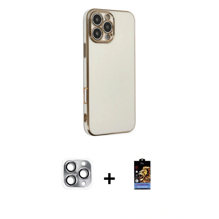 MARSİLYAN™- iPhone 16 Pro Max Kılıf Yankı Serisi - Siyah Buffer Hayalet Cam Ekran Koruyucu + Pers Alüminyum Kamera Lens - GI