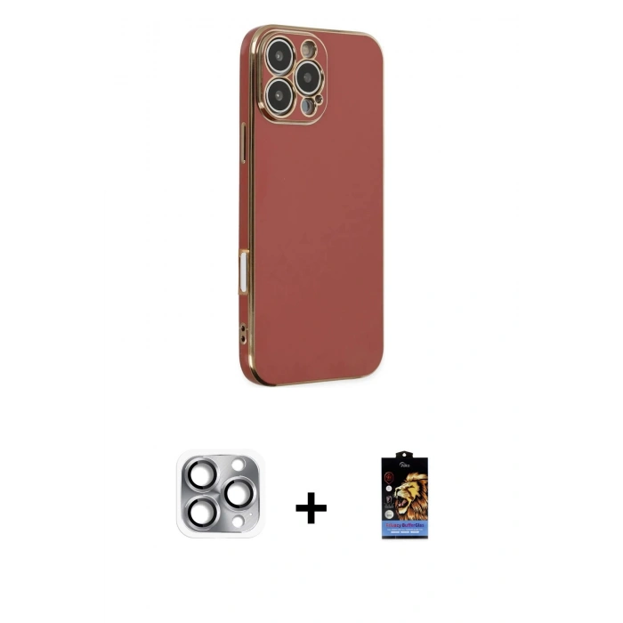 MARSİLYAN™- iPhone 16 Pro Max Kılıf Yankı Serisi - Siyah Buffer Hayalet Cam Ekran Koruyucu + Pers Alüminyum Kamera Lens - GI