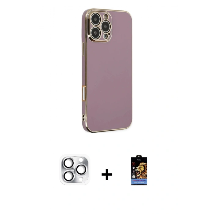 MARSİLYAN™- iPhone 16 Pro Max Kılıf Yankı Serisi - Siyah Buffer Hayalet Cam Ekran Koruyucu + Pers Alüminyum Kamera Lens - GS