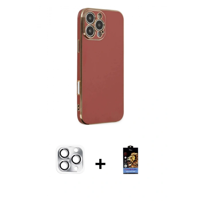 MARSİLYAN™- iPhone 16 Pro Max Kılıf Yankı Serisi - Siyah Buffer Hayalet Cam Ekran Koruyucu + Pers Alüminyum Kamera Lens - GS