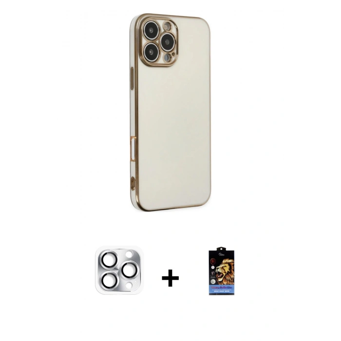 MARSİLYAN™- iPhone 16 Pro Max Kılıf Yankı Serisi - Siyah Buffer Hayalet Cam Ekran Koruyucu + Pers Alüminyum Kamera Lens - GS